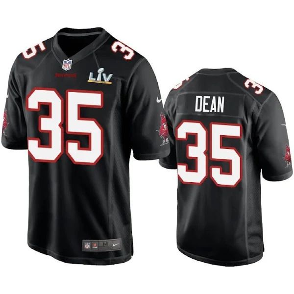 Men Tampa Bay Buccaneers 35 Jamel Dean Nike Black Super Bowl LV Game NFL Jersey